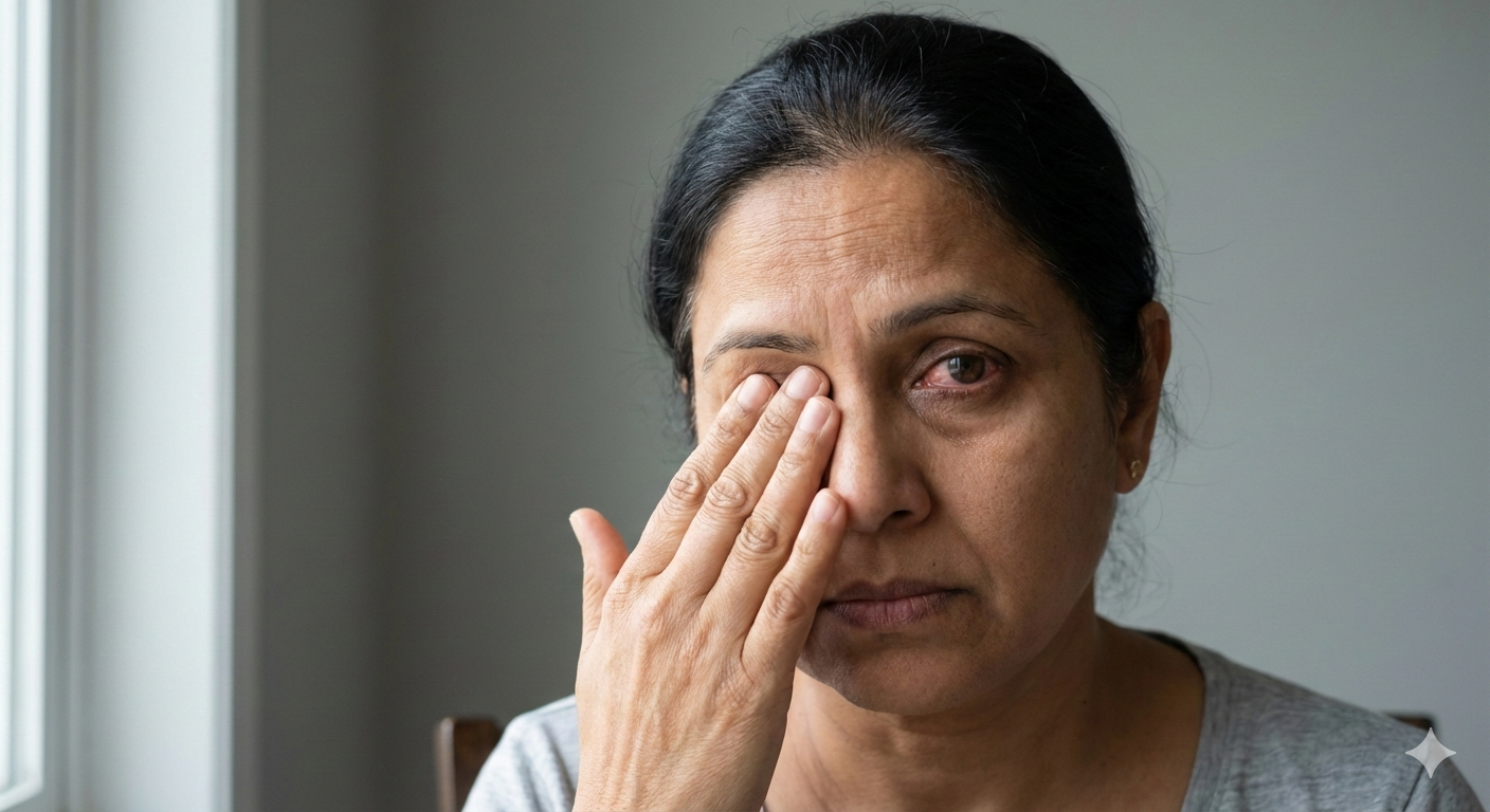 Eye allergy symptoms illustration